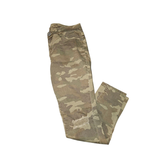 Women's (Juniors) Camo Slit Knee Destructed Skinny Denim Jeans SZ 9 Deep Olive - Picture 5 of 11
